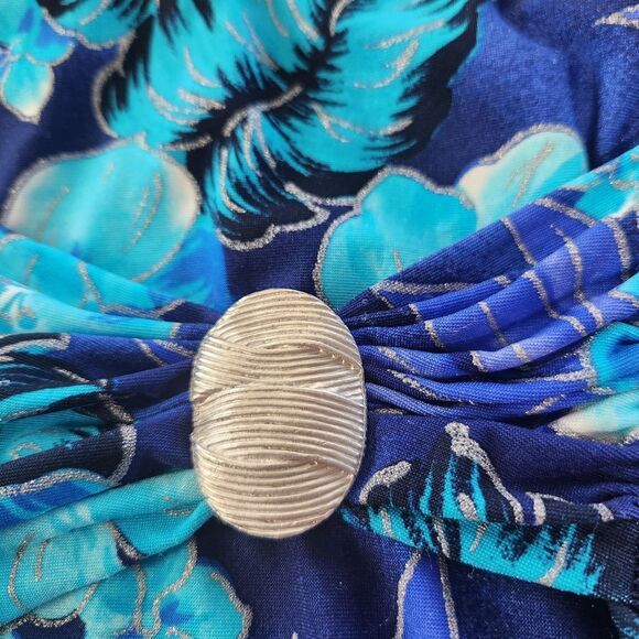 Roxanne 1 Piece Swim Suit-Floral-Metalic Thread-Silver Accent-Ruching-12/34C - Picture 3 of 10